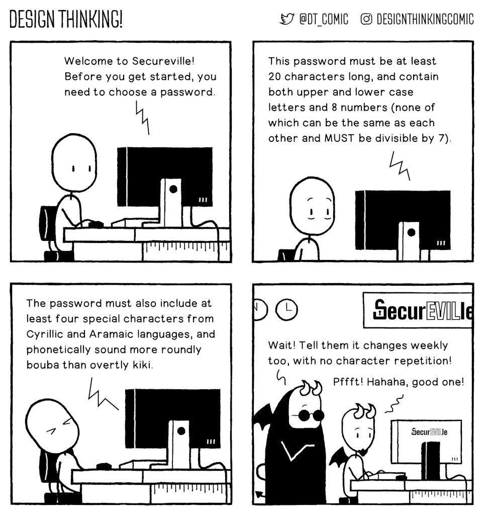 Design Thinking comic about password selection