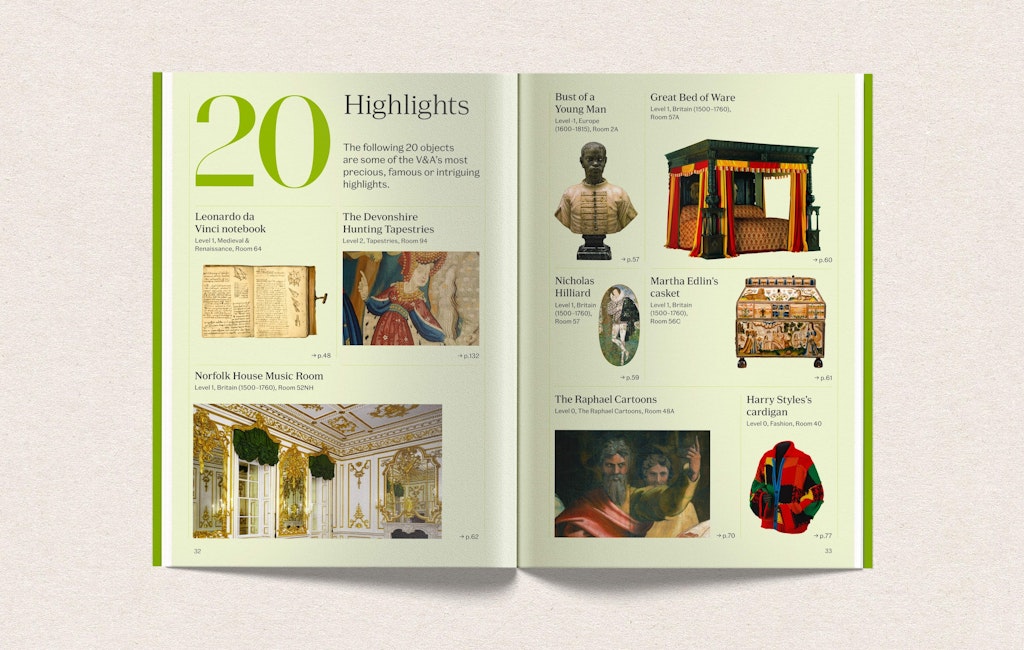A spread from Planning Unit's new guidebook for the V&A