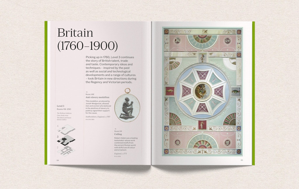 A spread from Planning Unit's new V&A guidebook